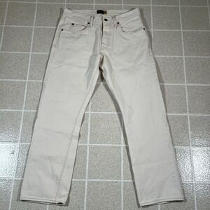 J Crew 770 Jeans Mens 30X29 Off White Selvedge Denim Button Fly Straight Leg